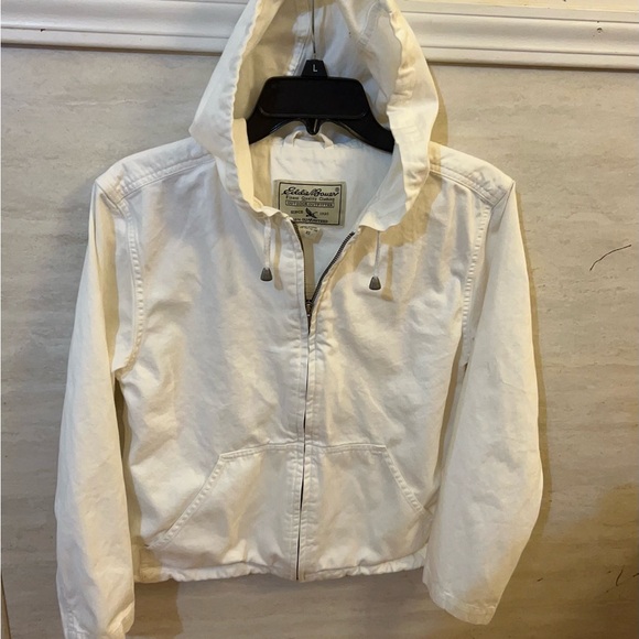Vintage Eddie Bauer Classic White Hooded Jacket - Picture 1 of 9